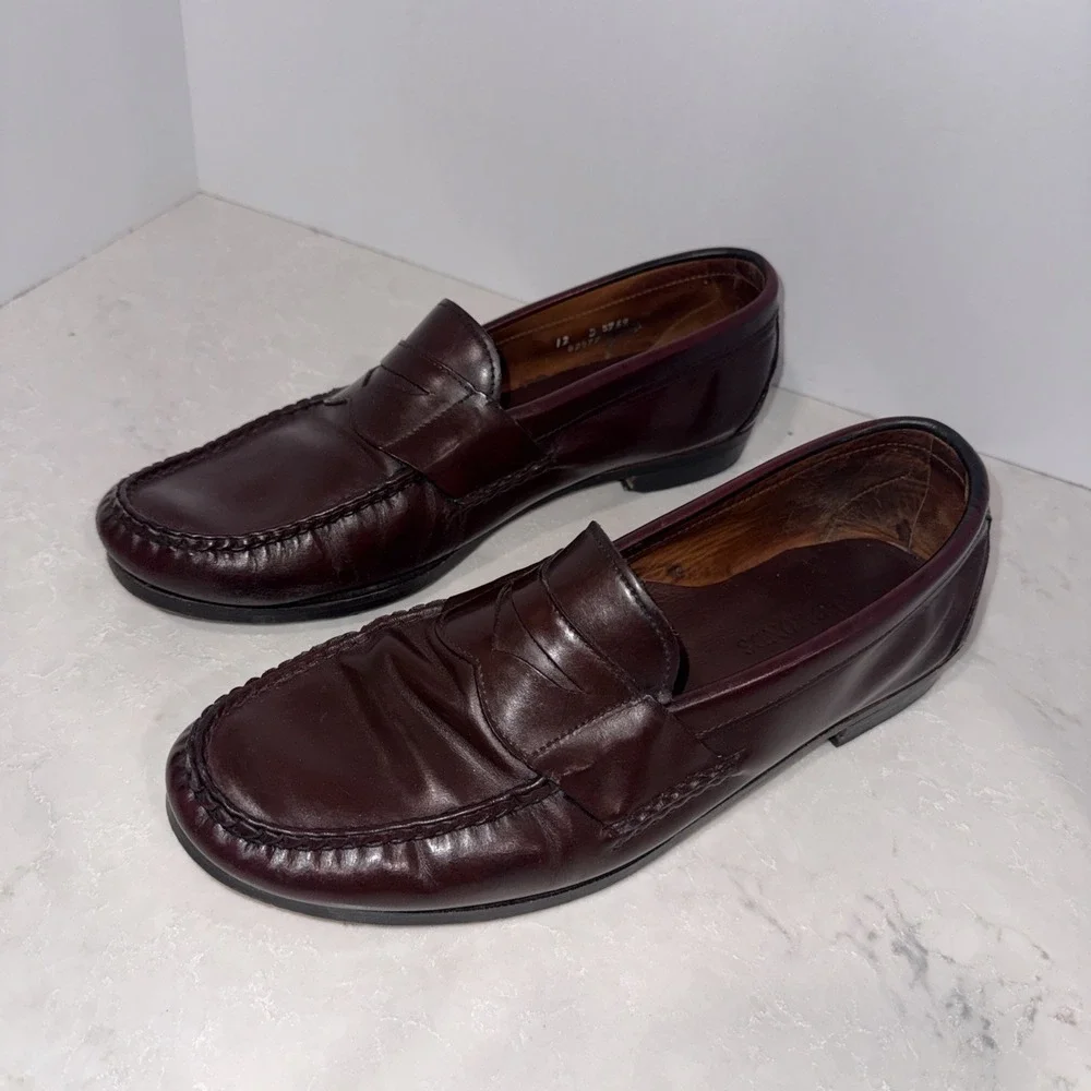 Allen Edmonds Walden Loafers USA Made Men's 12 Burgundy Leather VTG